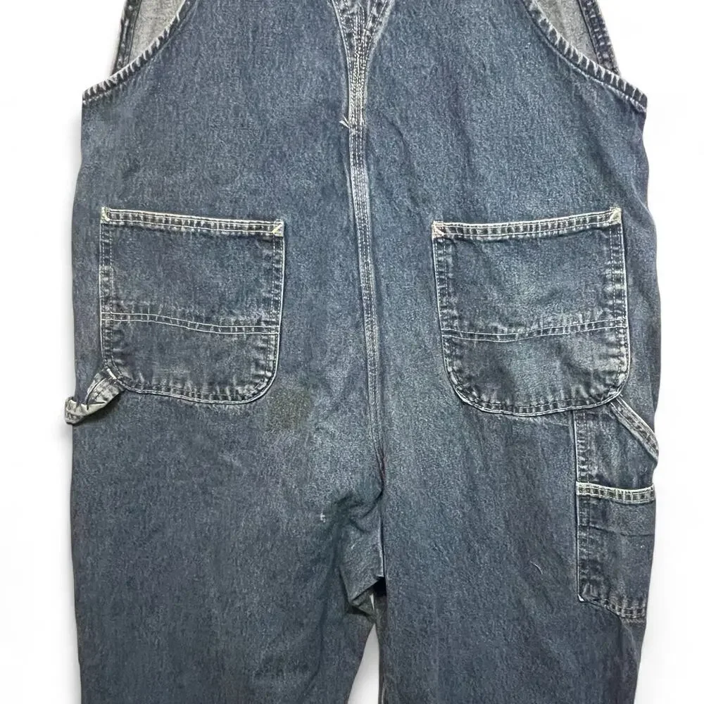 Carhartt Denim Overalls Washed Distressed Mens Sz 38x36 Darkstone Series R07-DST